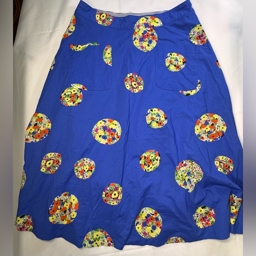Anthropologie Conversations Floral Polka Dot A-Line Skirt Size 12